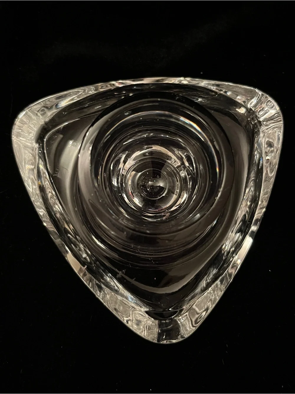 Cristalleria COLLE Italian Pair of Crystal Triangular Candle Holders